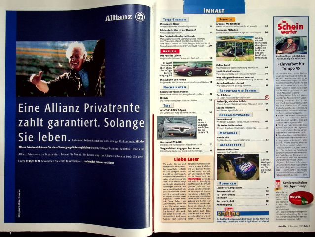 Inhaltsverzeichnis Auto Bild 49/1997