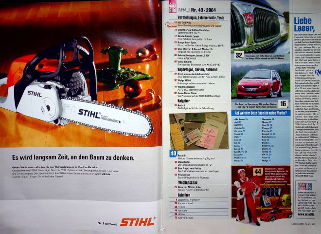 Inhaltsverzeichnis Auto Bild 49/2004