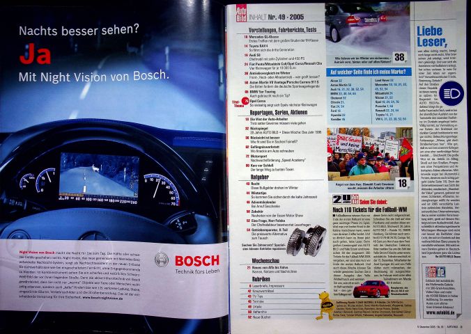 Inhaltsverzeichnis Auto Bild 49/2005