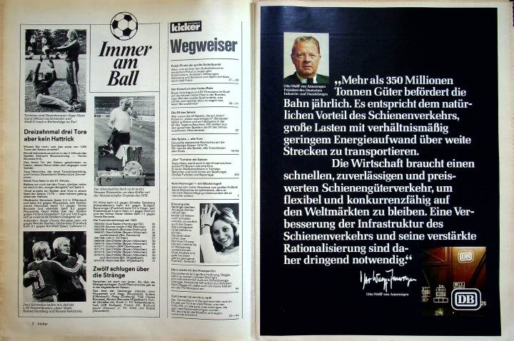 Inhaltsverzeichnis Kicker 50/1975