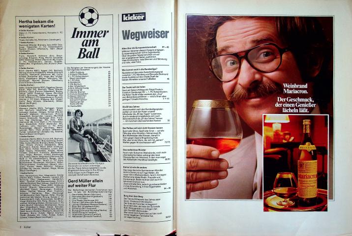 Inhaltsverzeichnis Kicker 50/1976