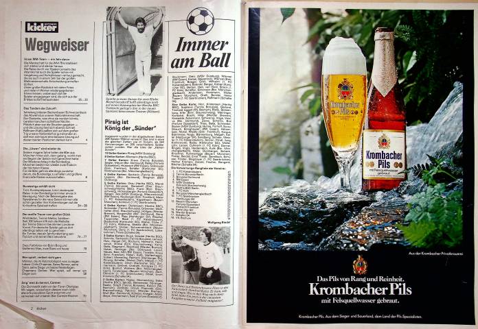 Inhaltsverzeichnis Kicker 50/1977