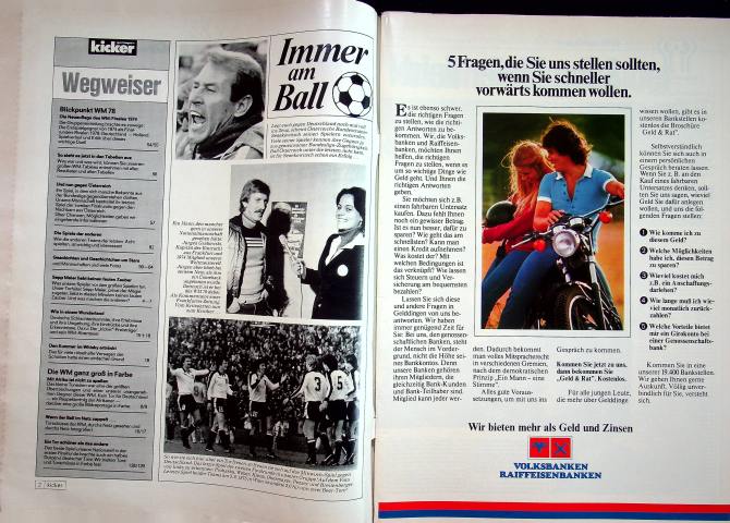Inhaltsverzeichnis Kicker 50/1978