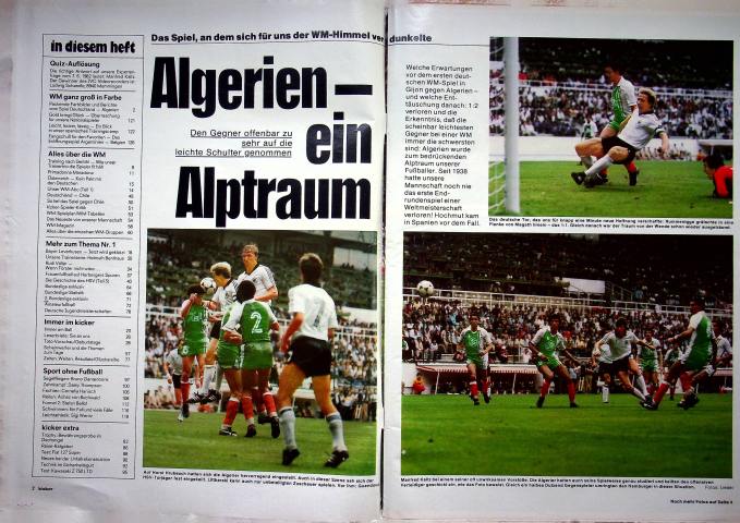 Inhaltsverzeichnis Kicker 50/1982