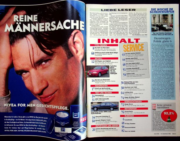 Inhaltsverzeichnis Auto Bild 50/1995