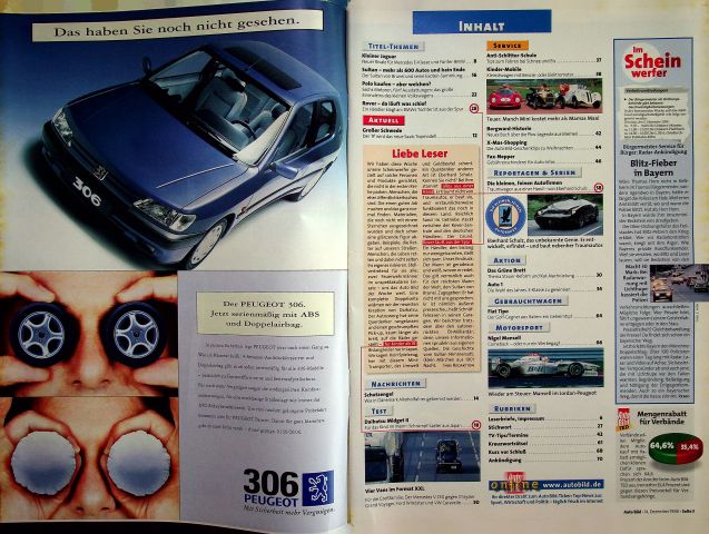 Inhaltsverzeichnis Auto Bild 50/1996
