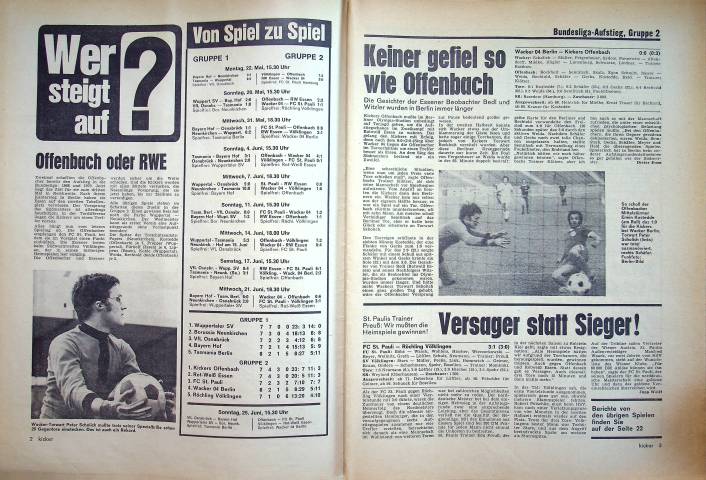 Inhaltsverzeichnis Kicker 51/1972