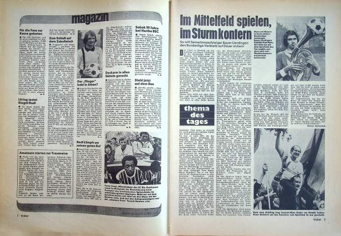 Inhaltsverzeichnis Kicker 51/1975