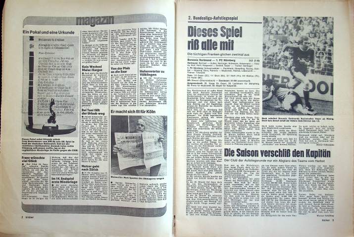 Inhaltsverzeichnis Kicker 51/1976