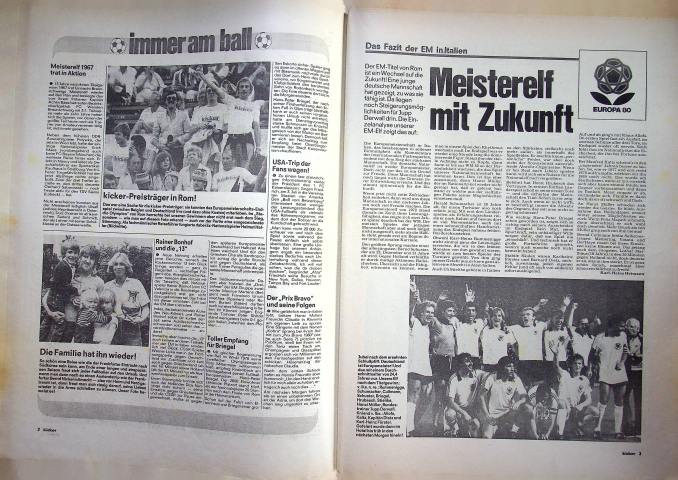 Inhaltsverzeichnis Kicker 51/1980