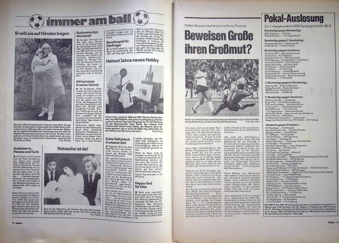 Inhaltsverzeichnis Kicker 51/1981