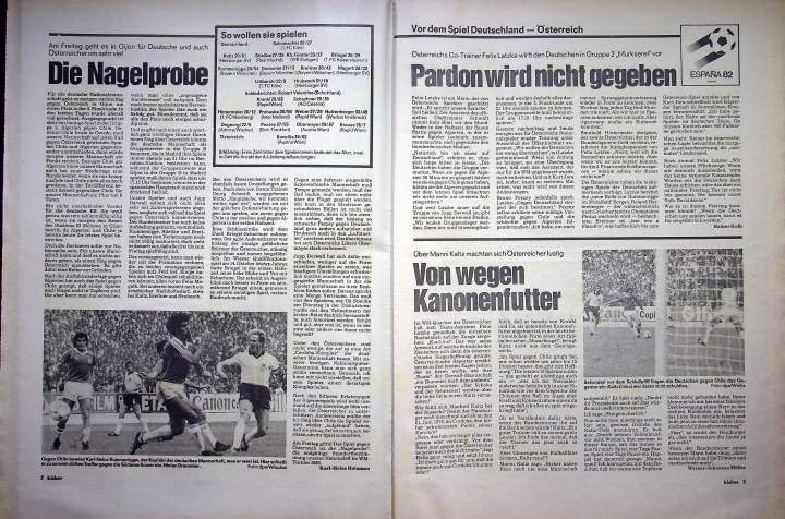 Inhaltsverzeichnis Kicker 51/1982