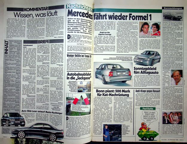 Inhaltsverzeichnis Auto Bild 51/1988