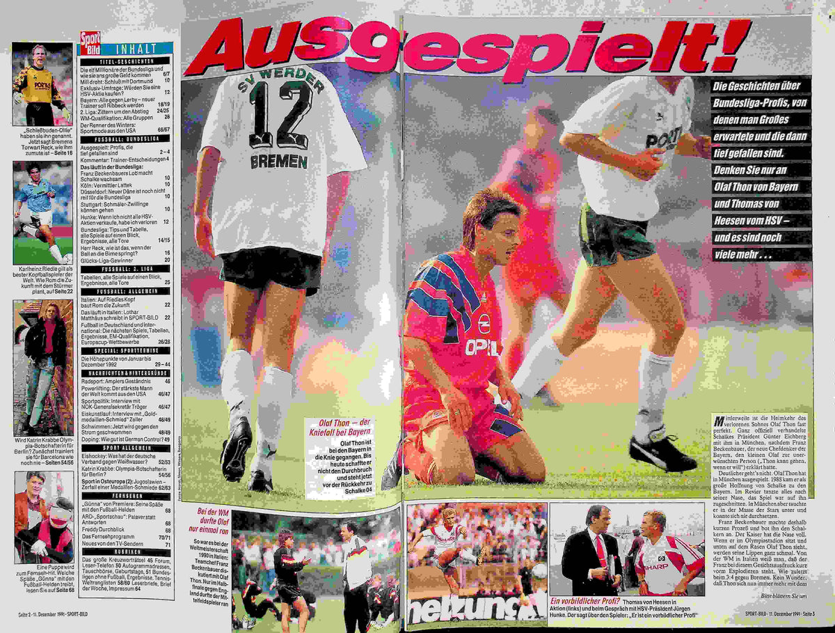 Inhaltsverzeichnis Sport Bild 51/1991