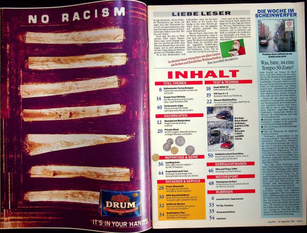 Inhaltsverzeichnis Auto Bild 51/1994