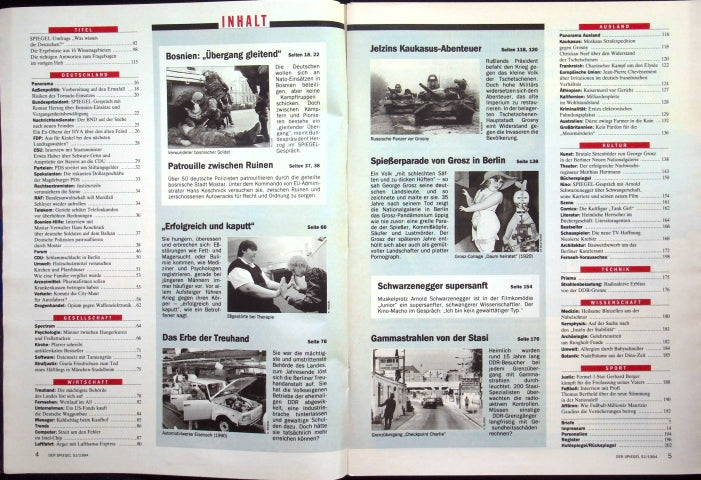 Inhaltsverzeichnis Spiegel 51/1994