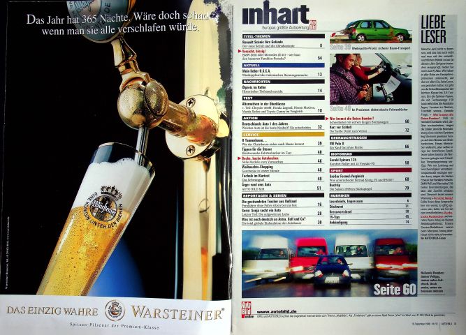 Inhaltsverzeichnis Auto Bild 51/1998