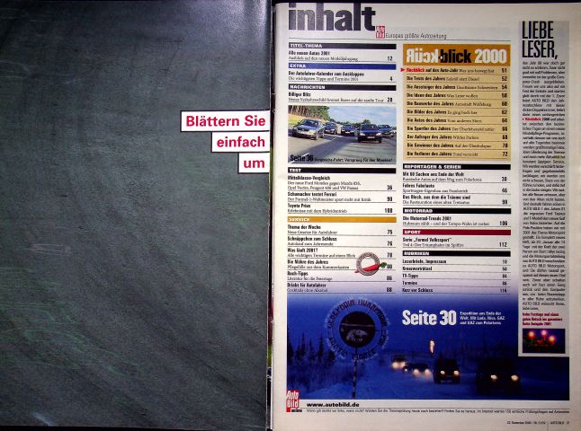 Inhaltsverzeichnis Auto Bild 51/2000
