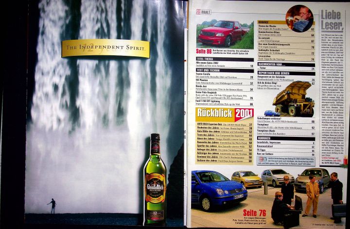 Inhaltsverzeichnis Auto Bild 51/2001