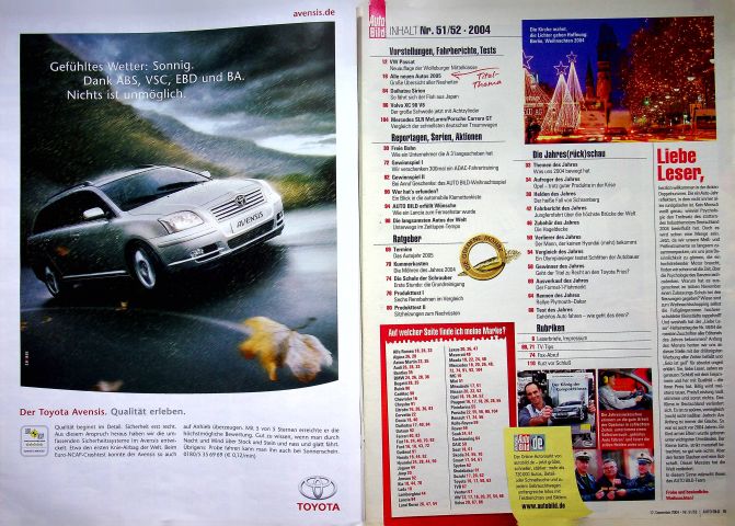 Inhaltsverzeichnis Auto Bild 51/2004