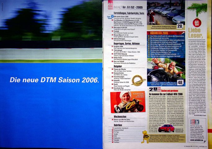 Inhaltsverzeichnis Auto Bild 51/2005
