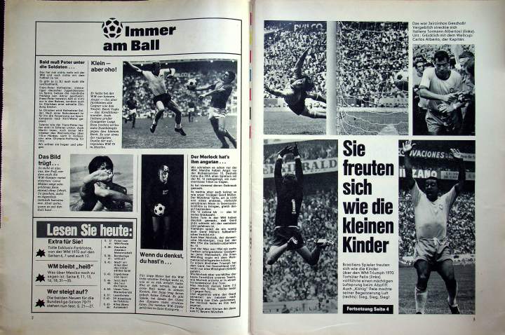 Inhaltsverzeichnis Kicker 52/1970