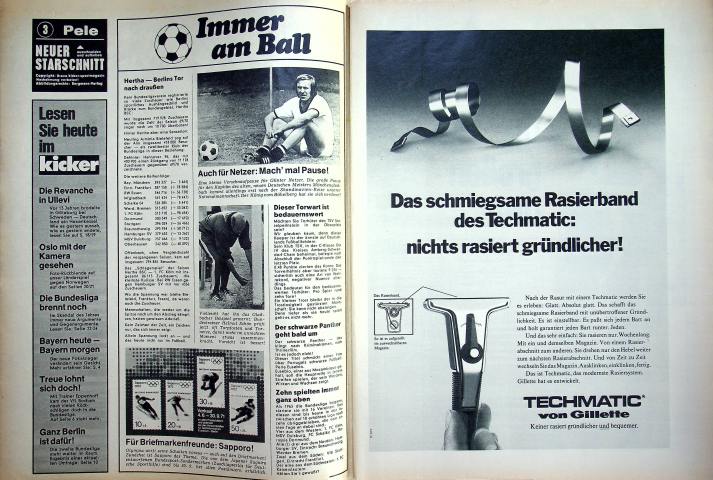 Inhaltsverzeichnis Kicker 52/1971
