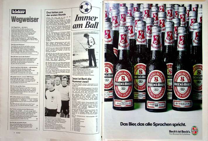 Inhaltsverzeichnis Kicker 52/1977