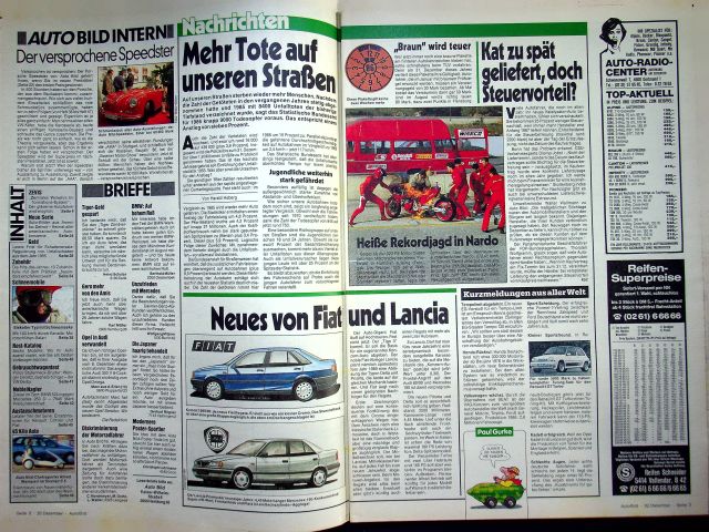 Inhaltsverzeichnis Auto Bild 52/1986