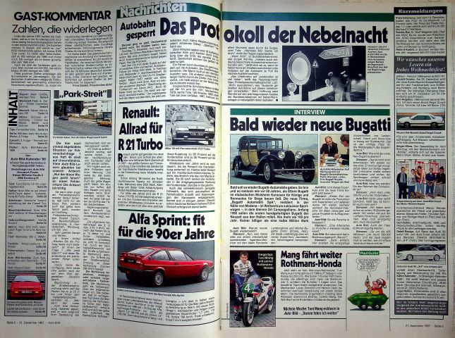 Inhaltsverzeichnis Auto Bild 52/1987