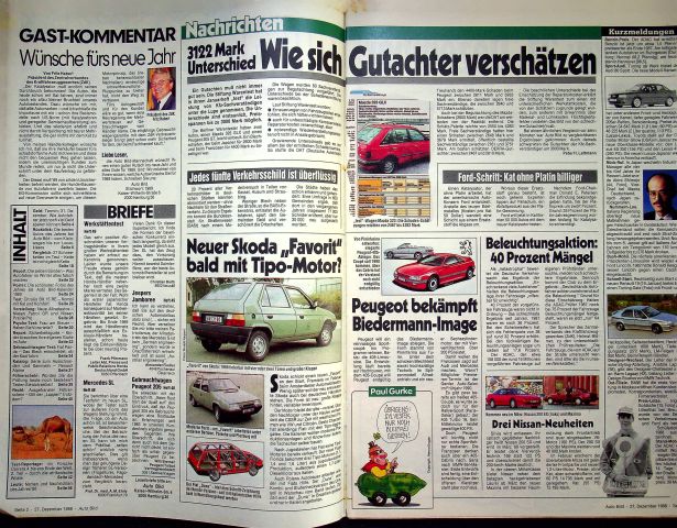 Inhaltsverzeichnis Auto Bild 52/1988