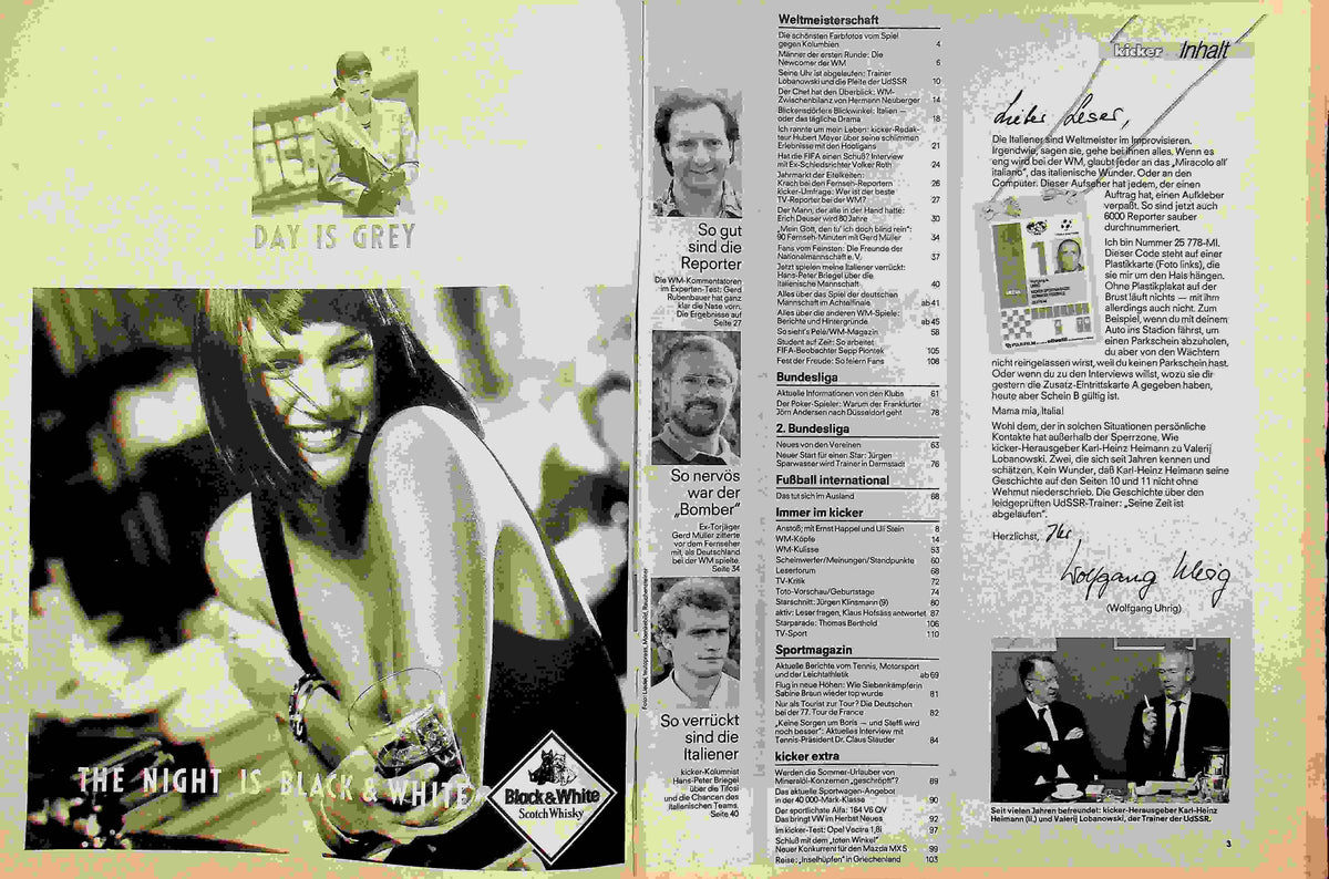 Inhaltsverzeichnis Kicker 52/1990
