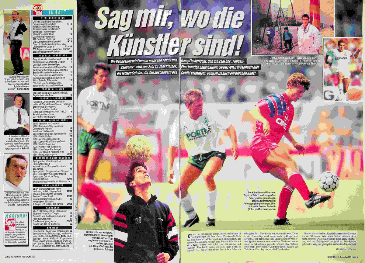 Inhaltsverzeichnis Sport Bild 52/1991