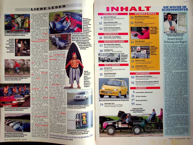 Inhaltsverzeichnis Auto Bild 52/1994
