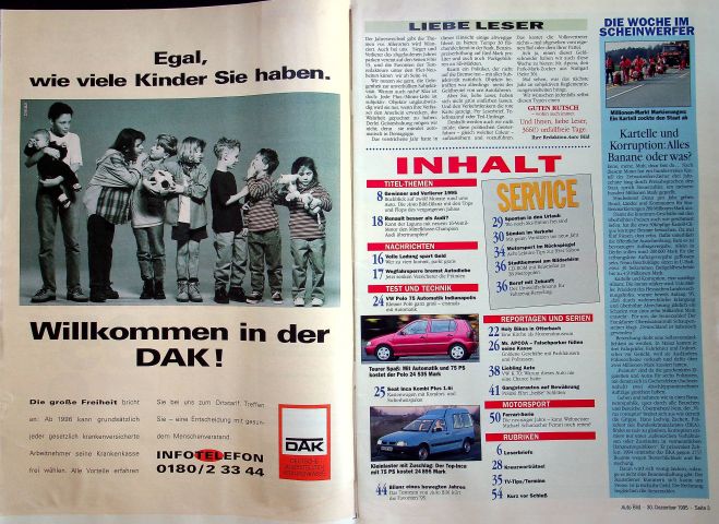 Inhaltsverzeichnis Auto Bild 52/1995
