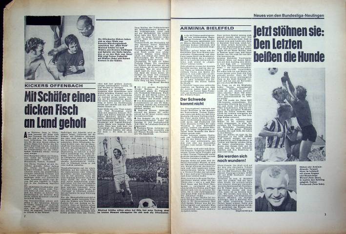 Inhaltsverzeichnis Kicker 53/1970