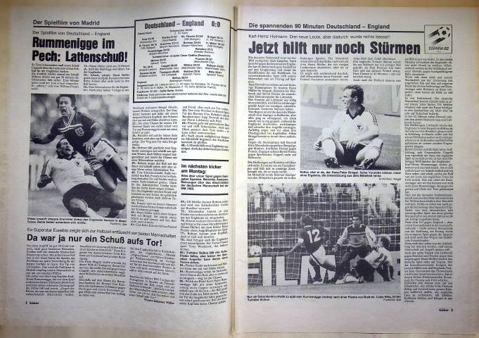 Inhaltsverzeichnis Kicker 53/1982
