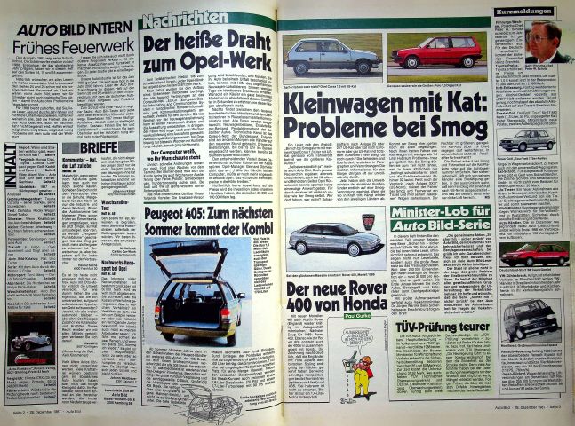 Inhaltsverzeichnis Auto Bild 53/1987