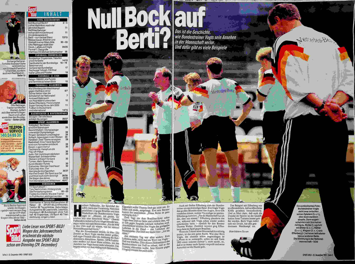 Inhaltsverzeichnis Sport Bild 53/1992