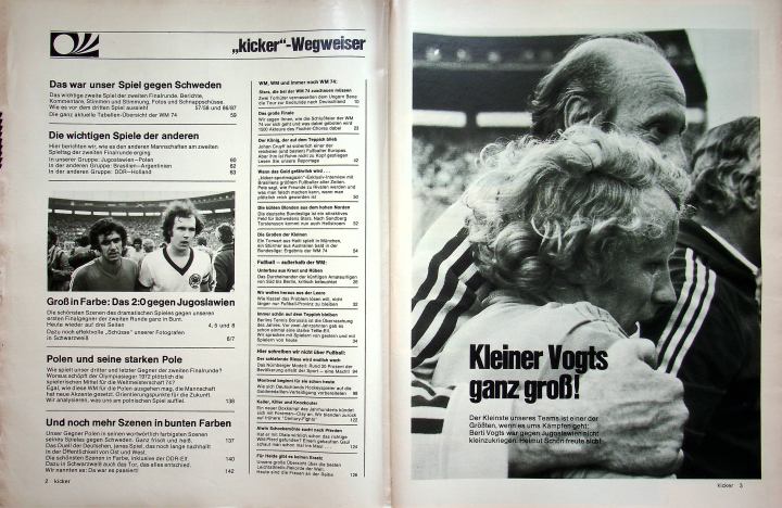 Inhaltsverzeichnis Kicker 54/1974