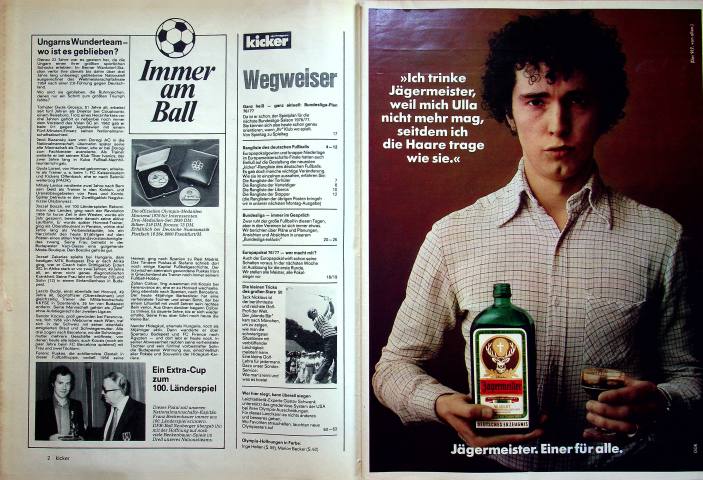 Inhaltsverzeichnis Kicker 54/1976