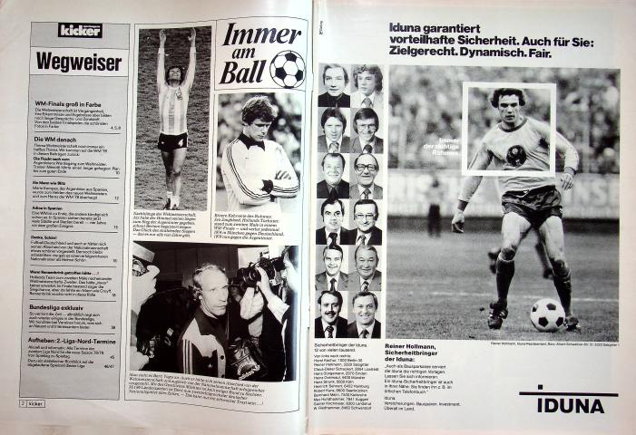 Inhaltsverzeichnis Kicker 54/1978