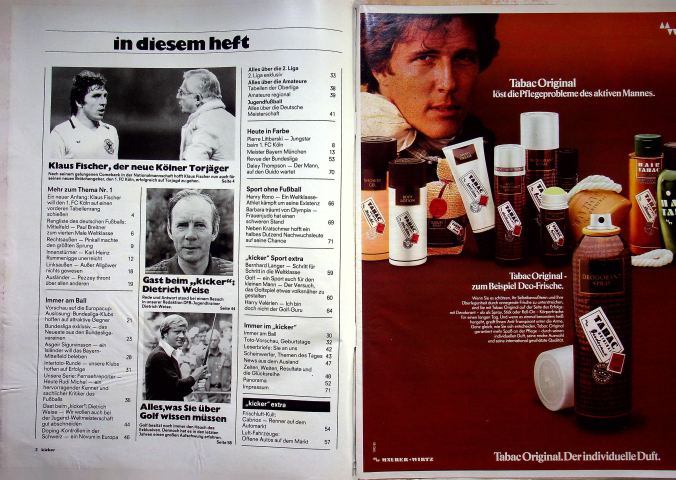 Inhaltsverzeichnis Kicker 54/1981