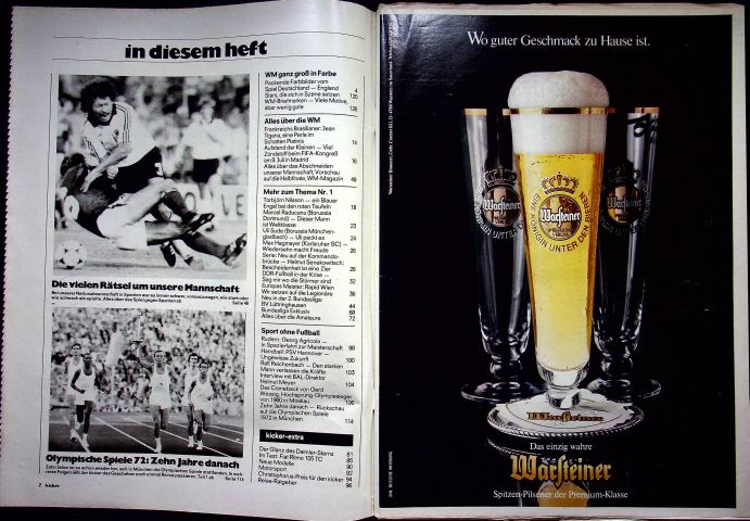Inhaltsverzeichnis Kicker 54/1982