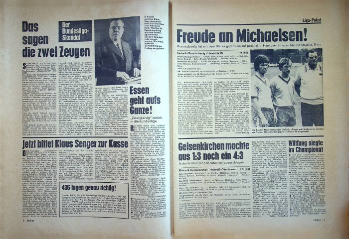 Inhaltsverzeichnis Kicker 55/1972