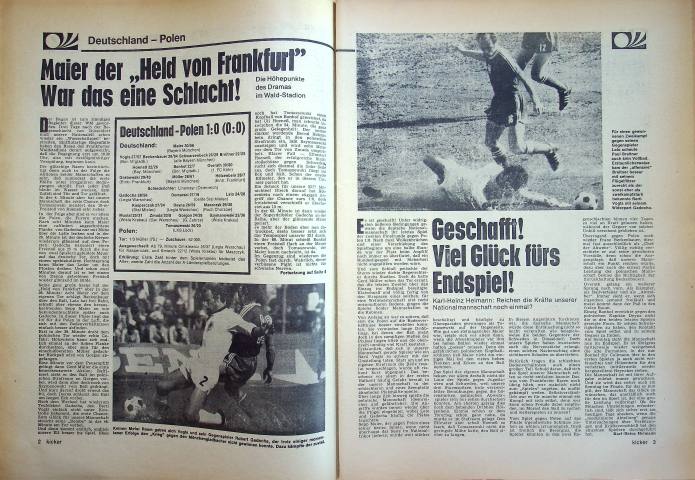 Inhaltsverzeichnis Kicker 55/1974
