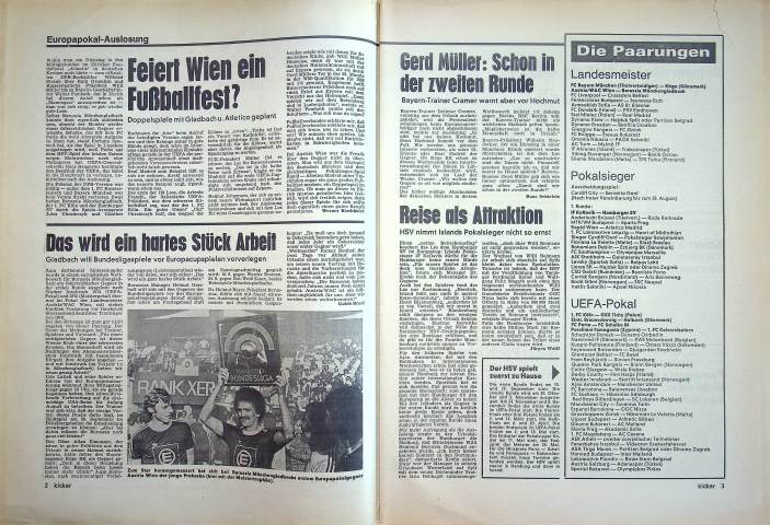 Inhaltsverzeichnis Kicker 55/1976