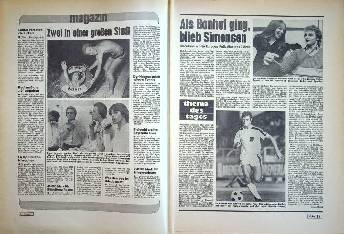 Inhaltsverzeichnis Kicker 55/1978
