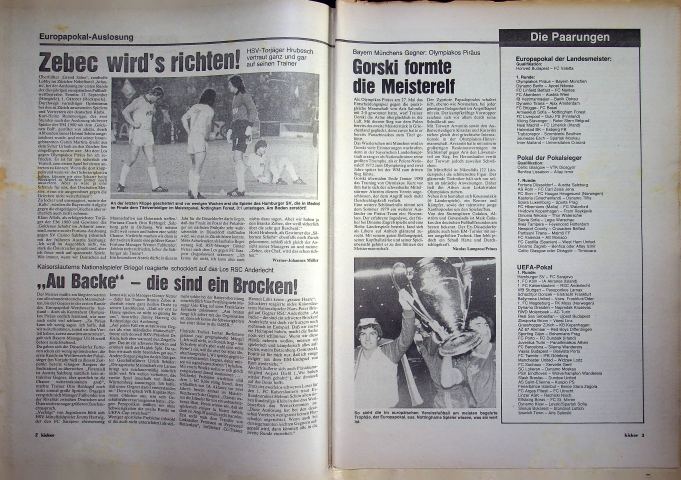 Inhaltsverzeichnis Kicker 55/1980