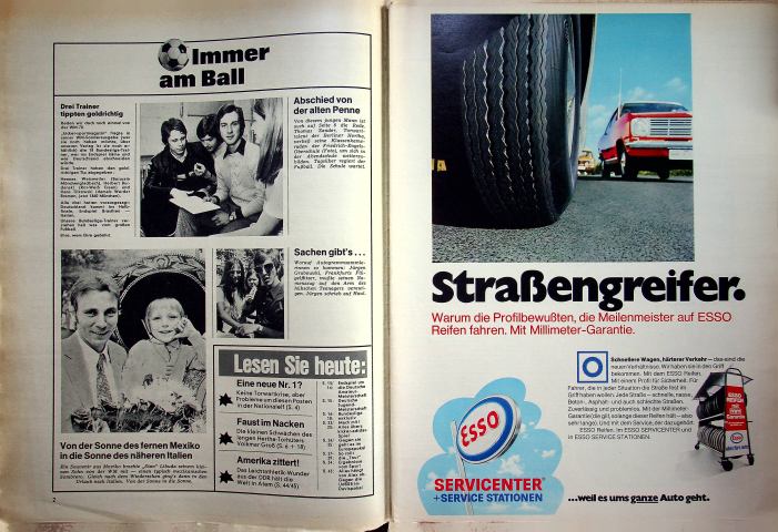Inhaltsverzeichnis Kicker 56/1970